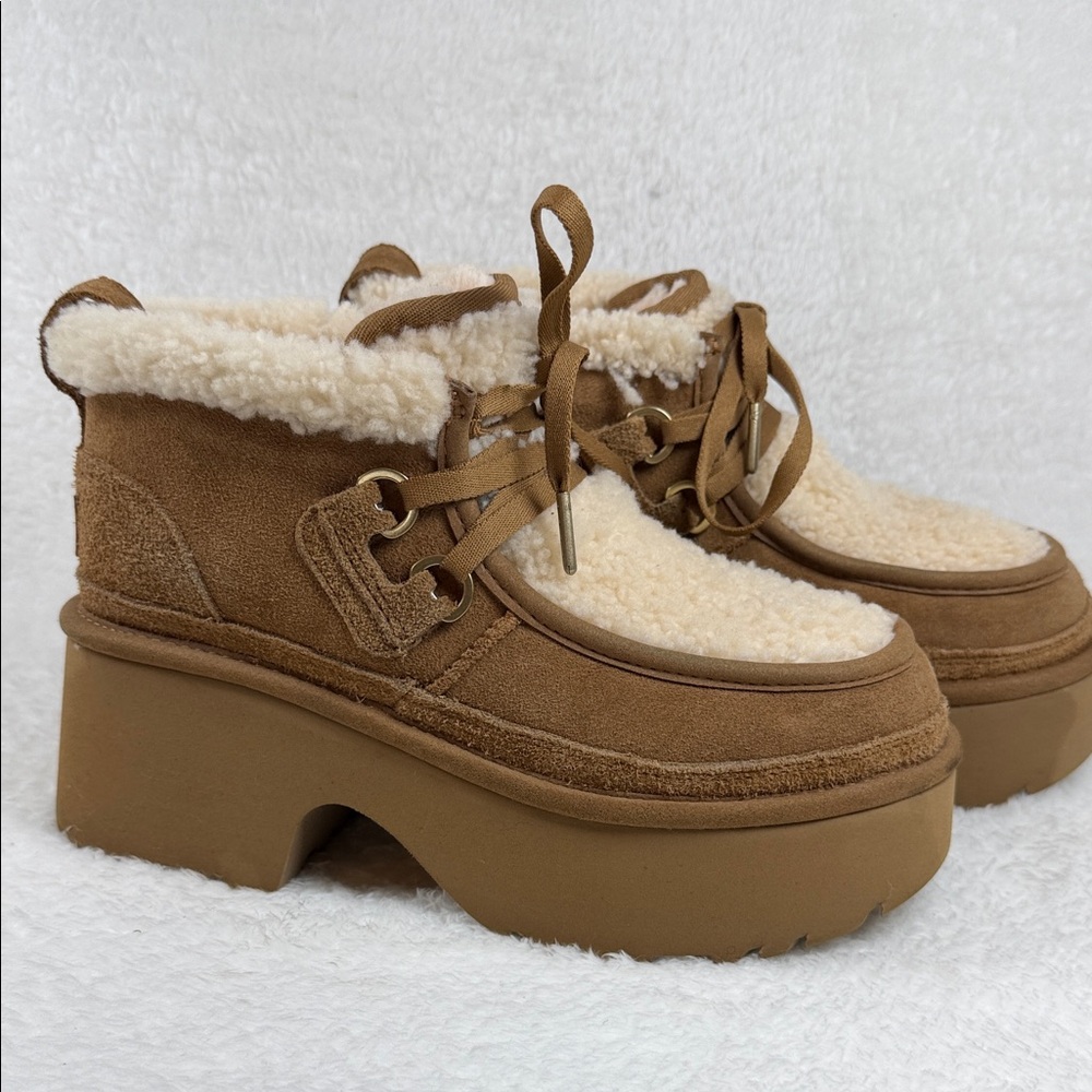 Ugg Brown Shearling Platform Boots Size 8 - image 1